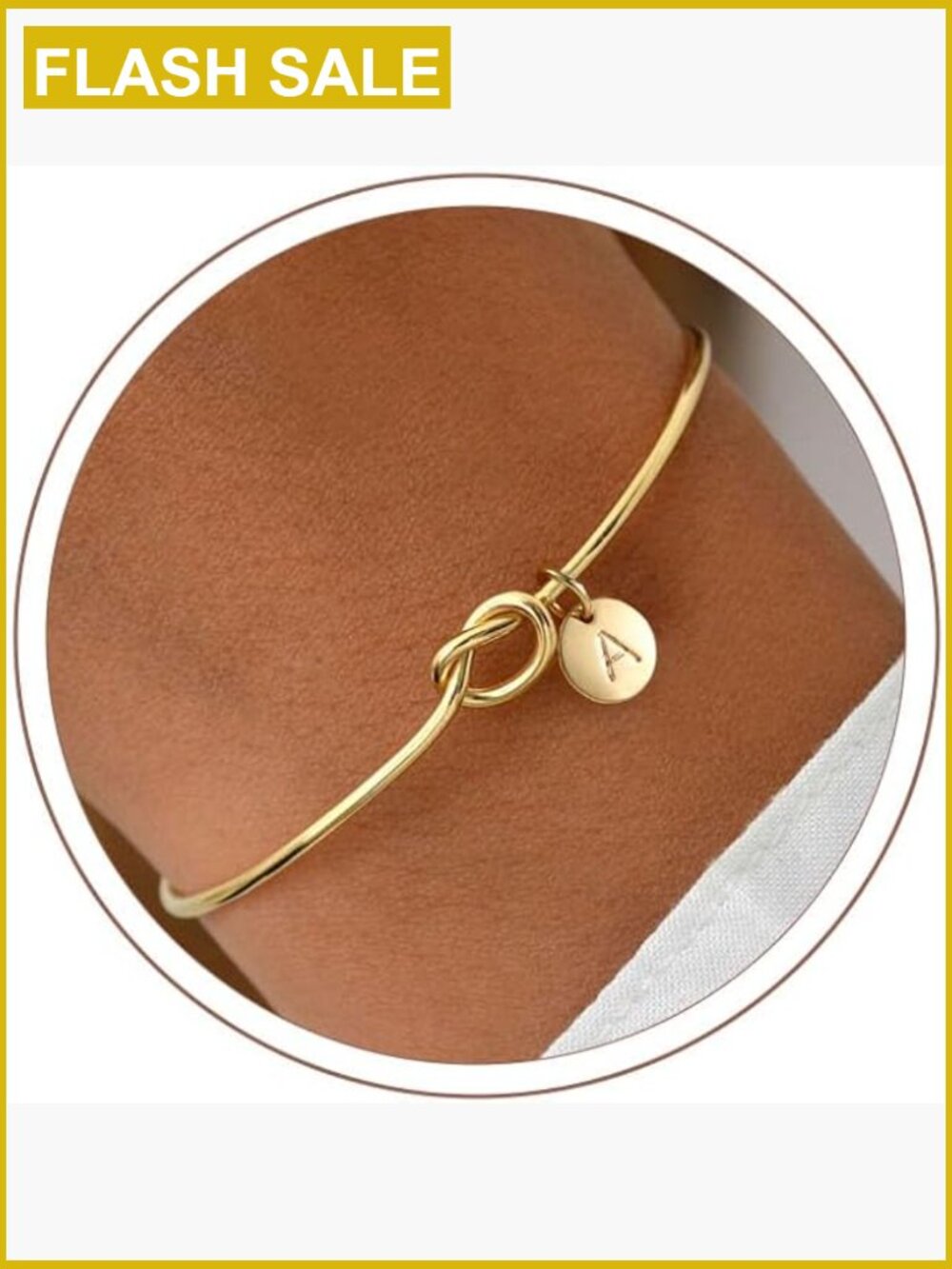 Dainty Knot Initial Bracelet Personalized Cuff Bangle Brass Jewelry Gift